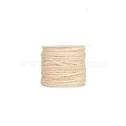 Jute Cord, Jute String, Jute Twine, for Jewelry Making, Floral White, 2mm, about 10.93 yards(10m)/roll(OCOR-WH0002-01)