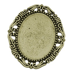 Alloy Cabochon Settings, DIY Material for Hair Accessories, Cadmium Free & Nickel Free & Lead Free, Antique Bronze, Size: about 54mm long, 45mm wide, 2mm thick, Tray: about 40mm inner long, 30mm inner wide(X-PALLOY-A15623-AB-NF)