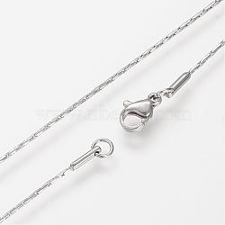 304 Stainless Steel Necklaces, Coreana Chains, with Lobster Clasps, Stainless Steel Color, 18.1 inch(46cm)x1mm(STAS-S066-21)