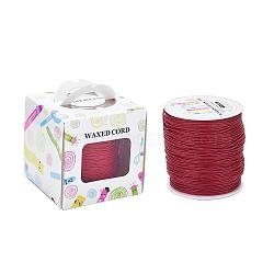 Waxed Cotton Cords, Red, 1mm, about 100yards/roll(91.44m/roll), 300 feet/roll(YC-JP0001-1.0mm-162)