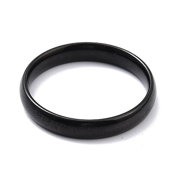 Ion Plating(IP) 304 Stainless Steel Simple Plain Band Finger Ring for Women, Electrophoresis Black, US Size 7(17.3mm)