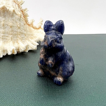 Natural Sodalite Carved Healing Rabbit Figurines, Reiki Energy Stone Display Decorations, 50mm