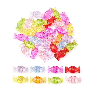 50g Transparent Acrylic Beads, Candy, Mixed Color, 13x28x10mm, Hole: 3mm, about 36pcs/50g