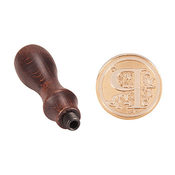 DIY Letter Scrapbook Brass Wax Seal Stamps and Wood Handle Sets, Letter.P, 25x14mm, 75mm