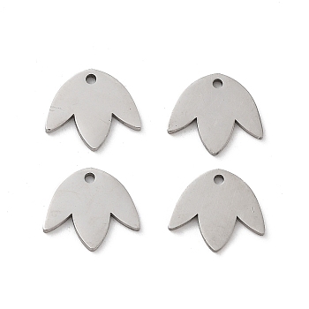 304 Stainless Steel Charms, Laser Cut, Leaf Charm, Stainless Steel Color, 9.5x11x1mm, Hole: 1mm