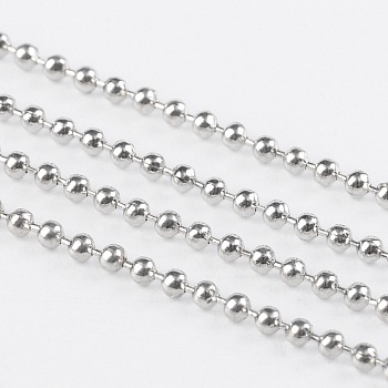 Iron Ball Bead Chains, Soldered, Platinum Color, with Spool, Bead: 1.5mm, about 328.08 Feet(100m)/roll
