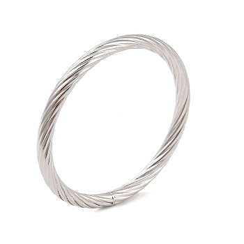 Non-Tarnish 304 Stainless Steel Twisted Ring Bangles for Women Men, Stainless Steel Color, Inner Diameter: 2-1/2 inch(6.45cm), 6.5mm