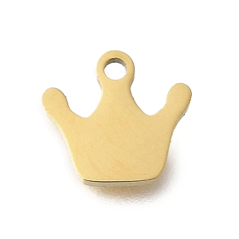 304 Stainless Steel Charms, Laser Cut, Golden, Crown, 7.5x8x1mm, Hole: 0.8mm