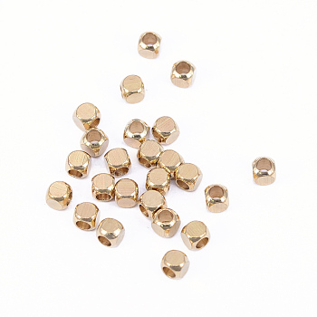 Brass Spacer Beads, Nickel Free, Cube, Raw(Unplated), 4x4mm, Hole: 2.5mm