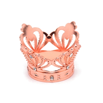 Alloy Display Holder, for Crystal Ball, Crown, Rose Gold, 6.3x3.65cm, Inner Diameter: 3.5cm