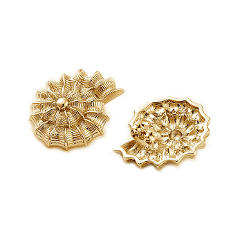 Shell Shape Brass Stud Earrings, Long-Lasting Plated, Lead Free & Cadmium Free, Real 18K Gold Plated, 24x21mm