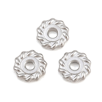 304 Stainless Steel Spacer Beads, Sun, Tarnish Free, Stainless Steel Color, 7x1mm, Hole: 1.6mm