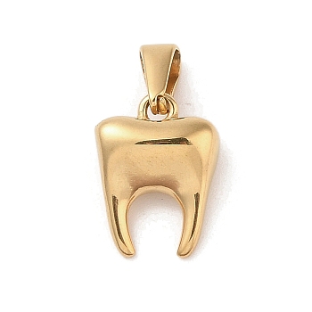 PVD Vacuum Plating 304 Stainless Steel Pendants, Tooth Charm, Golden, 16.5x12.5x6.5mm, Hole: 6x3mm