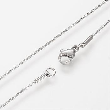 304 Stainless Steel Necklaces, Coreana Chains, with Lobster Clasps, Stainless Steel Color, 18.1 inch(46cm)x1mm