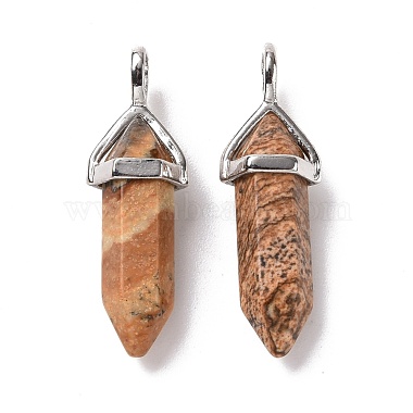 Natural Picture Jasper Pointed Pendants(G-K329-45P)-2