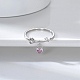 Rhodium Plated 925 Sterling Silver Finger Ring with Cubic Zirconia Heart Pad Charms(RJEW-C064-34E-P)-1