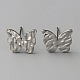 304 Stainless Steel Textured Geometry Stud Earrings Findings with Hole(STAS-WH0027-54D)-2