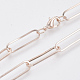 Brass Flat Oval Paperclip Chain Necklace Making(MAK-S072-08A-RG)-1
