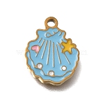 304 Stainless Steel Enamel Pendants, Ion Plating(IP), Golden, Shell Shape Charms, 14x11x1.4mm, Hole: 1.4mm(SA-CBAA2E4-05A-G)
