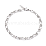 304 Stainless Steel Figaro Chains Bracelets for Women, Stainless Steel Color, 8-3/4 inch(22.3cm)(BJEW-JB12772)