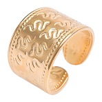 304 Stainless Steel Snake Pattern Open Cuff Rings, Wide Band Rings for Men and Women, Golden(DY6294-2)