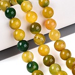 Dyed Natural Agate Beads Strands, Smooth Round, Goldenrod, 10mm, Hole: 0.7~1.2mm, about 37~38pcs/strand, 14.37~14.96 inch(36.5~38cm)(G-Q606-45A-03)