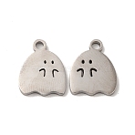 Non-Tarnish 304 Stainless Steel Charms, Ghost Charm, Stainless Steel Color, 14x11x1.5mm, Hole: 2mm(STAS-H212-33P)