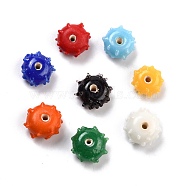 Handmade Lampwork Beads, Sea Urchin, Mixed Color, 7~9x12~15mm, Hole: 1.8~2.5mm(LAMP-I024-43)