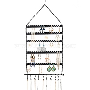 Iron Wall Earring Organizer, Hanging Earring Holder, 6 Layer Design and 12 Hooks, for Earrings, Necklaces and Rings, Rectangle, Electrophoresis Black, 45.5cm, rectangle: about 33x26.5x1.2cm(ODIS-P010-06EB)