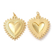 Eco-Friendly Brass Pendants, with Jump Ring, Lead Free & Cadmium Free, Heart Charm, Real 18K Gold Plated, 34.5x28.5x3.5mm, Hole: 3mm(KK-M246-26G)