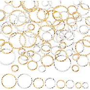 80Pcs 8 Style Brass Linking Rings, Long-Lasting Plated, Round Ring with Stripe Pattern, Real 24K Gold Plated & 925 Sterling Silver Plated, 6~14x1mm, Inner Diameter: 4~12mm, 10pcs/style(KK-BC0009-03)