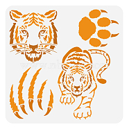 PET Hollow Out Drawing Painting Stencils, for DIY Scrapbook, Photo Album, Tiger, 30x30cm(DIY-WH0391-0757)