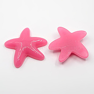 Colorful Acrylic Cabochons, Starfish/Sea Stars, Hot Pink, about about 57mm long, 54mm wide, 12mm thick(X-PAH030Y-2)