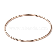 Ion Plating(IP) 304 Stainless Steel Simple Plain Bangle for Women, Rose Gold, Inner Diameter: 2-1/2 inch(6.5cm)(BJEW-F461-01B-RG)