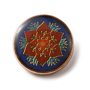 1-Hole Alloy Enamel Shank Button, Flat Round with Flower, Orange Red, 18x7.3mm, Hole: 2.1mm(FIND-WH0116-52A-KCG)