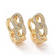 Clear Cubic Zirconia Curb Chains Shape Hoop Earrings, Brass Jewelry for Woman, Golden, 25x21.5x9.5mm, Pin: 0.7mm(EJEW-F304-08G)