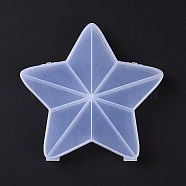 10 Grids Transparent Plastic Box, Star Shaped Bead Containers for Small Jewelry and Beads, WhiteSmoke, 17.3x17.9x2.5cm, Inner Diameter: 2.95x8.6x2.25cm(CON-B009-06)