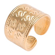 Titanium Steel Snake Pattern Open Cuff Rings, Wide Band Rings for Men and Women, Golden(DY6294-2)