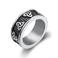 316L Surgical Stainless Steel Trinity Knot Finger Ring, Antique Silver, US Size 10(19.8mm)(PW-WG51399-04)