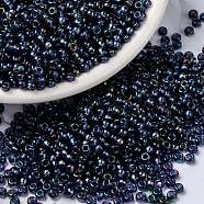 MIYUKI Round Rocailles Beads, Japanese Seed Beads, (RR3539) Fancy Lined Han Blue, 8/0, 3mm, Hole: 1mm, about 422~455pcs/bottle, 10g/bottle(SEED-JP0009-RR3539)