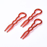 Plastic Hair Forks Sets, with U Shape Wave Barrette, Chocolate, 90.5x21.5x3.5mm(OHAR-WH0016-16A)