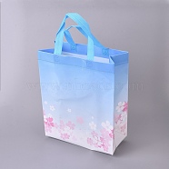 Gloss Lamination Printing Eco-Friendly Reusable Bags, Non Woven Fabric Shopping Bags, Handle Random Color, Sky Blue, 26.75x12.55x32.9cm(ABAG-L004-T02)