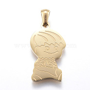 Ion Plating(IP) 304 Stainless Steel Pendants, Boy, Golden, 25x14.5x2mm, Hole: 3x6mm(STAS-K162-024G)