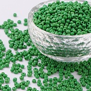 Glass Seed Beads, Opaque Colours Seed, Small Craft Beads for DIY Jewelry Making, Round, Pale Green, 3mm, Hole:1mm, about 10000pcs/pound(SEED-A010-3mm-47)