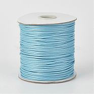 Eco-Friendly Korean Waxed Polyester Cord, Light Sky Blue, 2mm, about 90yards/roll(80m/roll)(YC-P002-2mm-1169)