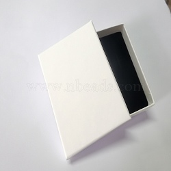 Cardboard Gift Box Jewelry  Boxes, for Necklace, Earrings, with Black Sponge Inside, Rectangle, White, 8.4x8.4x2.2cm(X-CBOX-F004-03B)