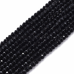 Glass Beads Strands, Faceted, Rondelle, Black, 2mm, Hole: 0.5mm, about 192~194pcs/strand, 12.99~13.39 inches(33~34cm)(EGLA-S174-23E-02)