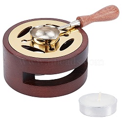 Wax Seal Stamp Sets, with Wood Wax Furnace and Wax Sticks Melting Spoon Tool, Mixed Color, Packing Box: 10x10x7cm, 3pcs/box(TOOL-WH0121-25)