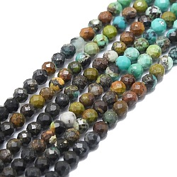 Natural Chrysocolla Beads Strands, Faceted, Round, 4mm, Hole: 0.8mm, about 108pcs/strand, 15.16''~15.55''(38.5~39.5cm)(G-P457-A03-21)