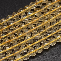 Round Natural Citrine Beads Strands, 8mm, Hole:1mm, about 46pcs/strand, 15 inch(G-K068-12-8mm)